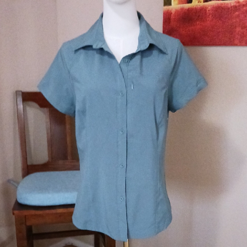 32 Degrees Short-Sleeve Button-Down Shirt in Slate Blue